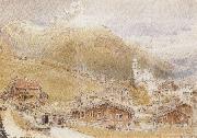 A Sunday Morning in Engelberg,Switzerland (mk37) Albert goodwin,r.w.s